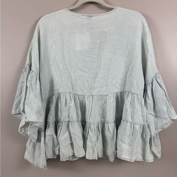 Adyson Parker Chambray Ruffle Blouse XL Cottagecore Feminine Coastal Prairie - Picture 10 of 10